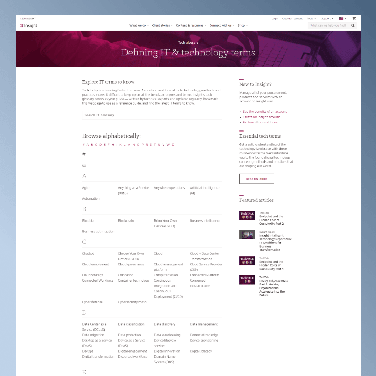 Insight Tech Glossary Design